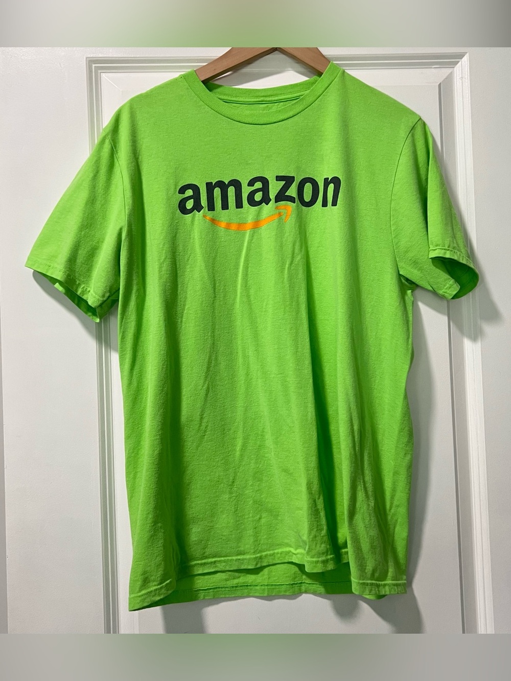 Amazon Employee T-shirt Size Large Neon Green Tee E-swag Lightweight Soft